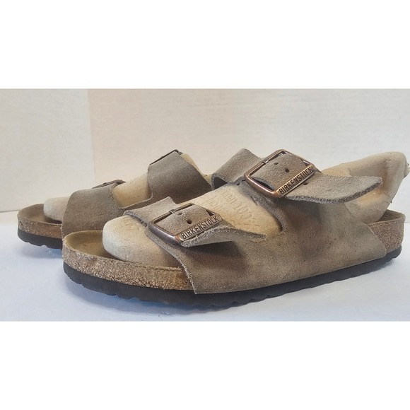 Birkenstock Arizona Suede Leather Taupe Sandals EU 41 US 9-10 - Picture 1 of 9